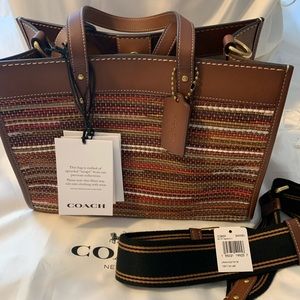 Upwoven leather and glove tanned leather